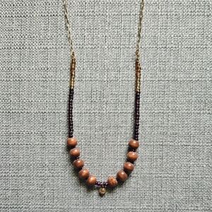 Elegant Gold and Brown Beaded Necklace